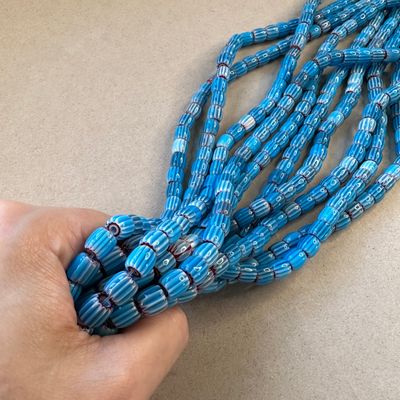 Vidrio de Murano Barril 8 x 7.5 mm Turquesa (VCBM08MIX)