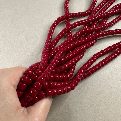 Vidrio Barril Opaco 8 x 6 mm Rojo Cereza (VCB08MIX)
