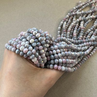 Cristal Dona Facetada STONE Lustre 6 x 4 mm Grises y Rosas (VCAF06MIX)