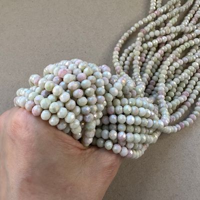 Cristal Dona Facetada STONE Lustre 6 x 4 mm Verdes y Rosa (VCAF06MIX)