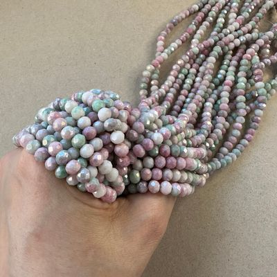 Cristal Dona Facetada STONE Lustre 6 x 4 mm Rosas, Grises y Verdes (VCAF06MIX)