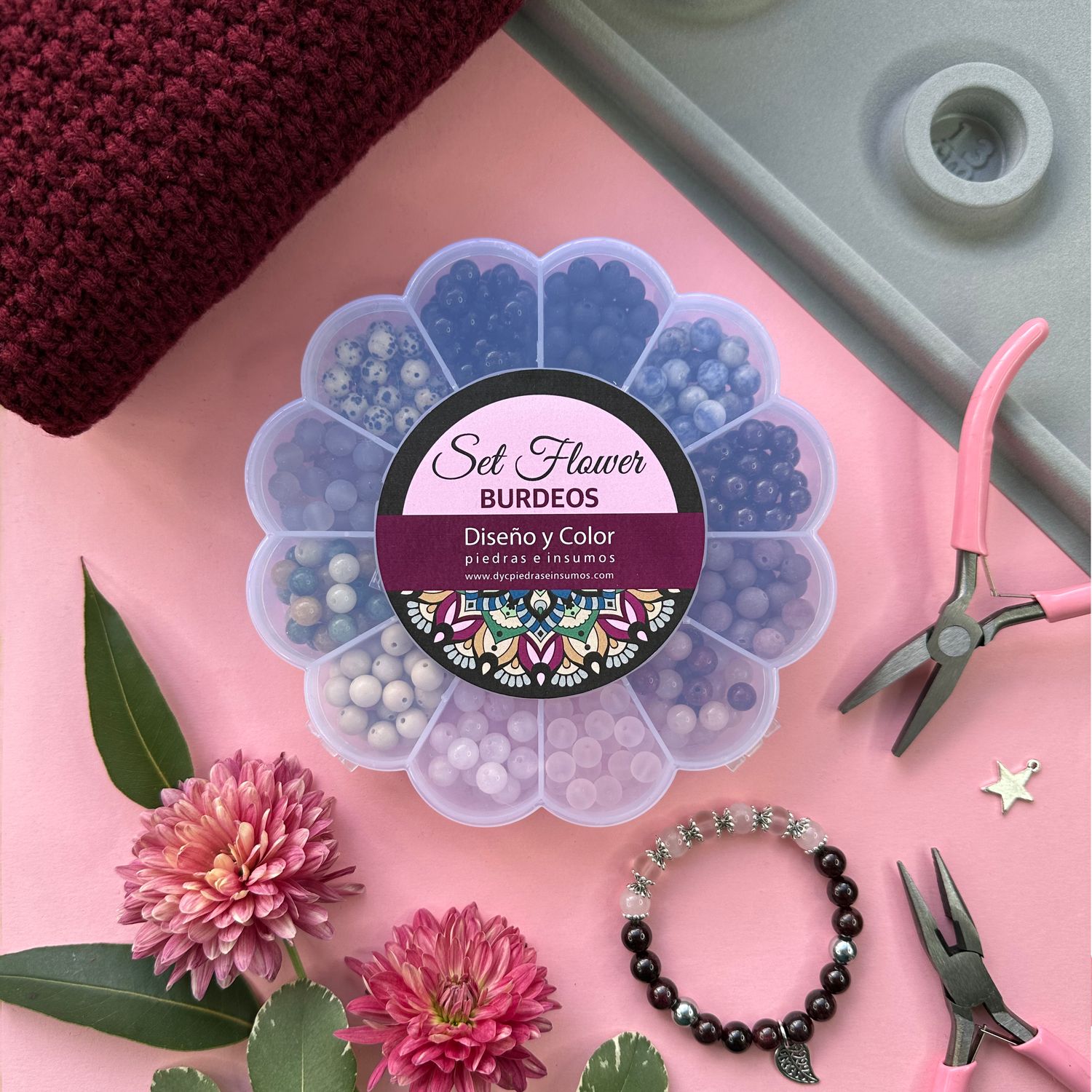 Set Flower Burdeos y Set Burdeos Tools