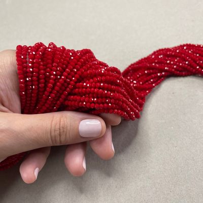 Cristal Dona Facetada Opaca 3 x 2.5 mm Rojo