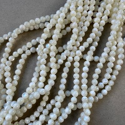 Piedra Natural Nácar Redondo 6 mm Blanco