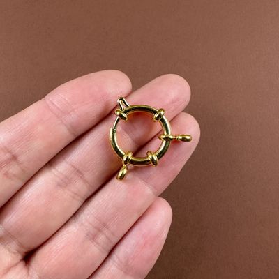 Cierre Aro Marinero de Acero Quirúrgico Dorado Bañado Oro 24 K. 18 x 4.5 mm