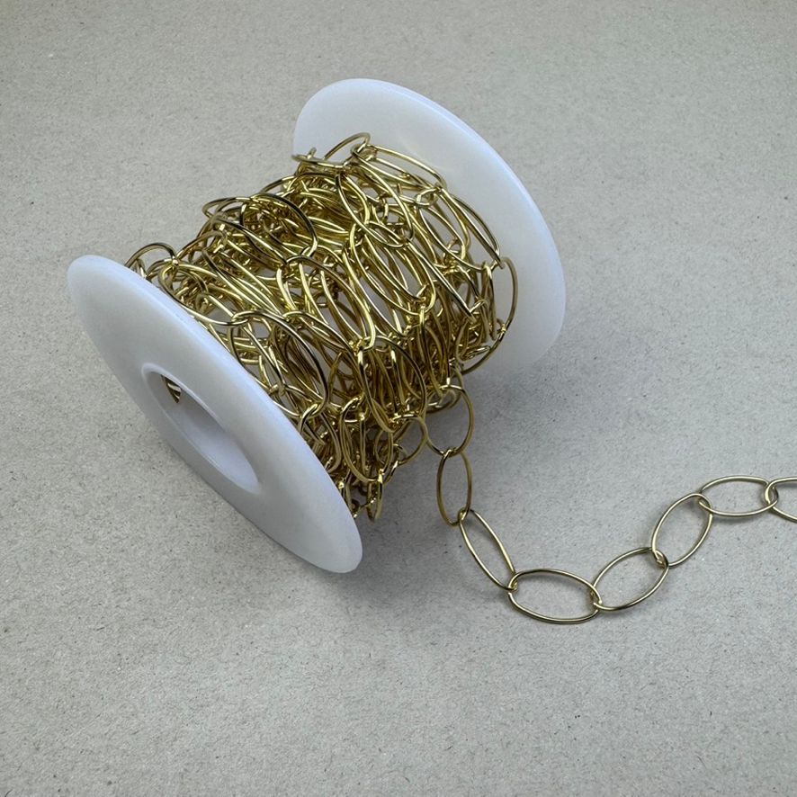 Cadena de Acero Quirúrgico Oval Soldada 20 x 10 x 1 mm Dorada