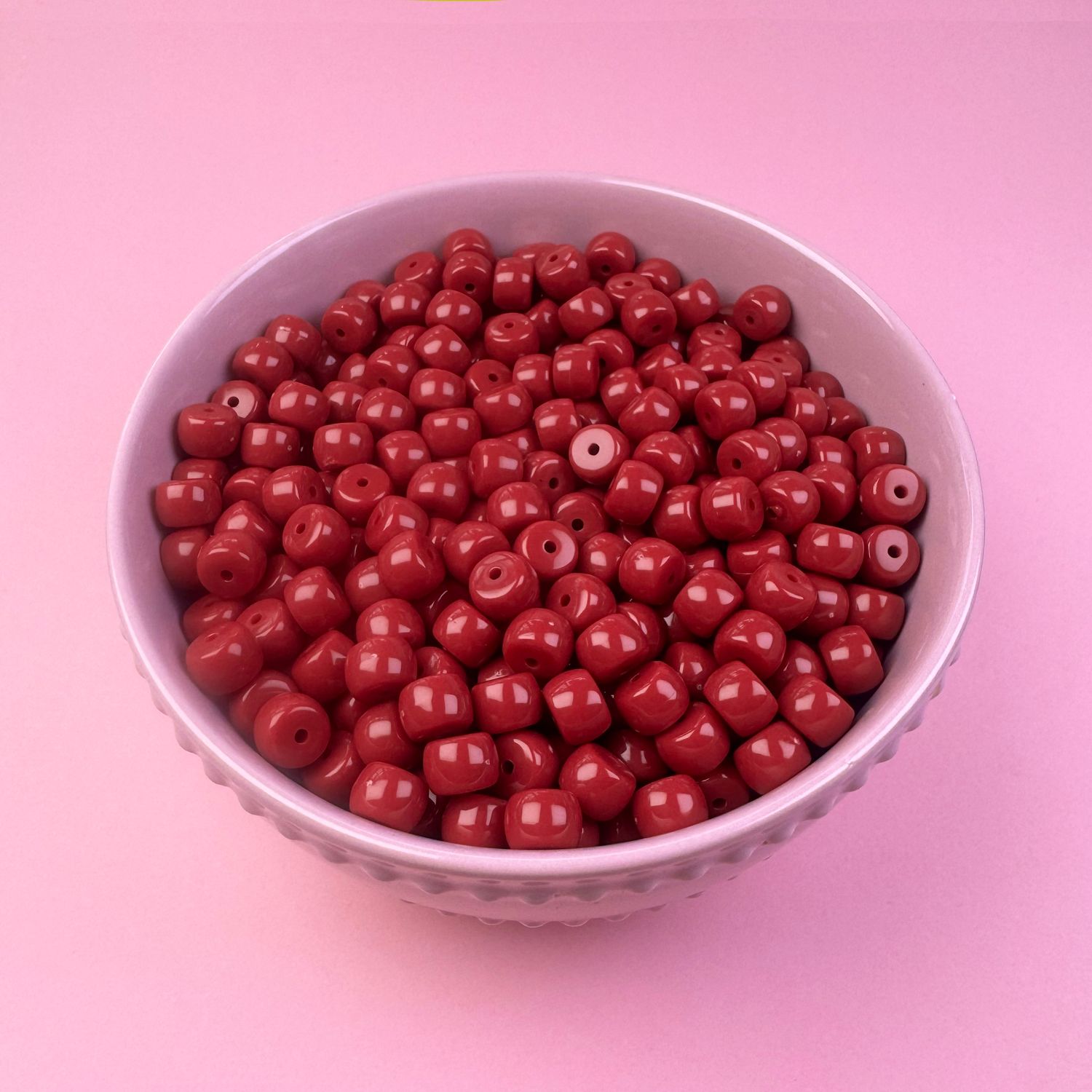 Acrílico Opaco Barril 10 x 7 mm Rojo Cereza