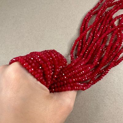 Piedra Natural Jade de Malasia 4 x 3 mm Rojo