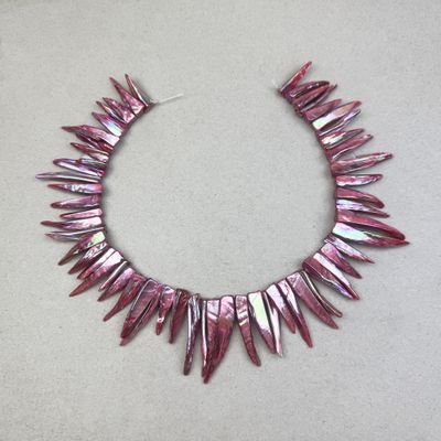 Piedra Natural Nácar Púas Teñidas AB (Tornasoladas) 14-35 x 4-10 x 8 mm Rosa