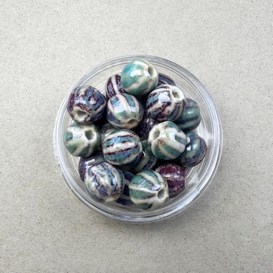 Cerámica Redonda Pumpkin 12 mm Esmaltada Verde Menta