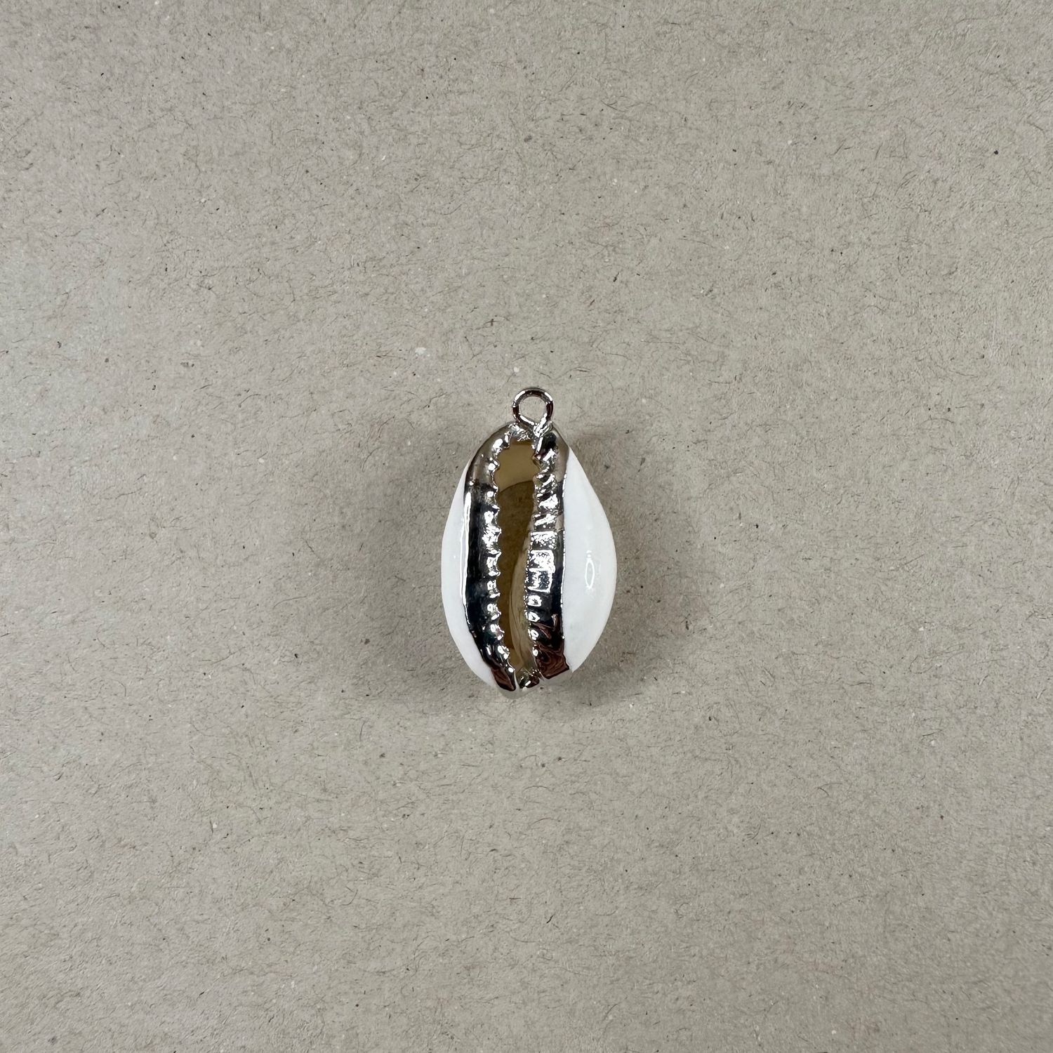 Dije Buzios Naturales Terminación Plateada 25 x 15 x 8 mm