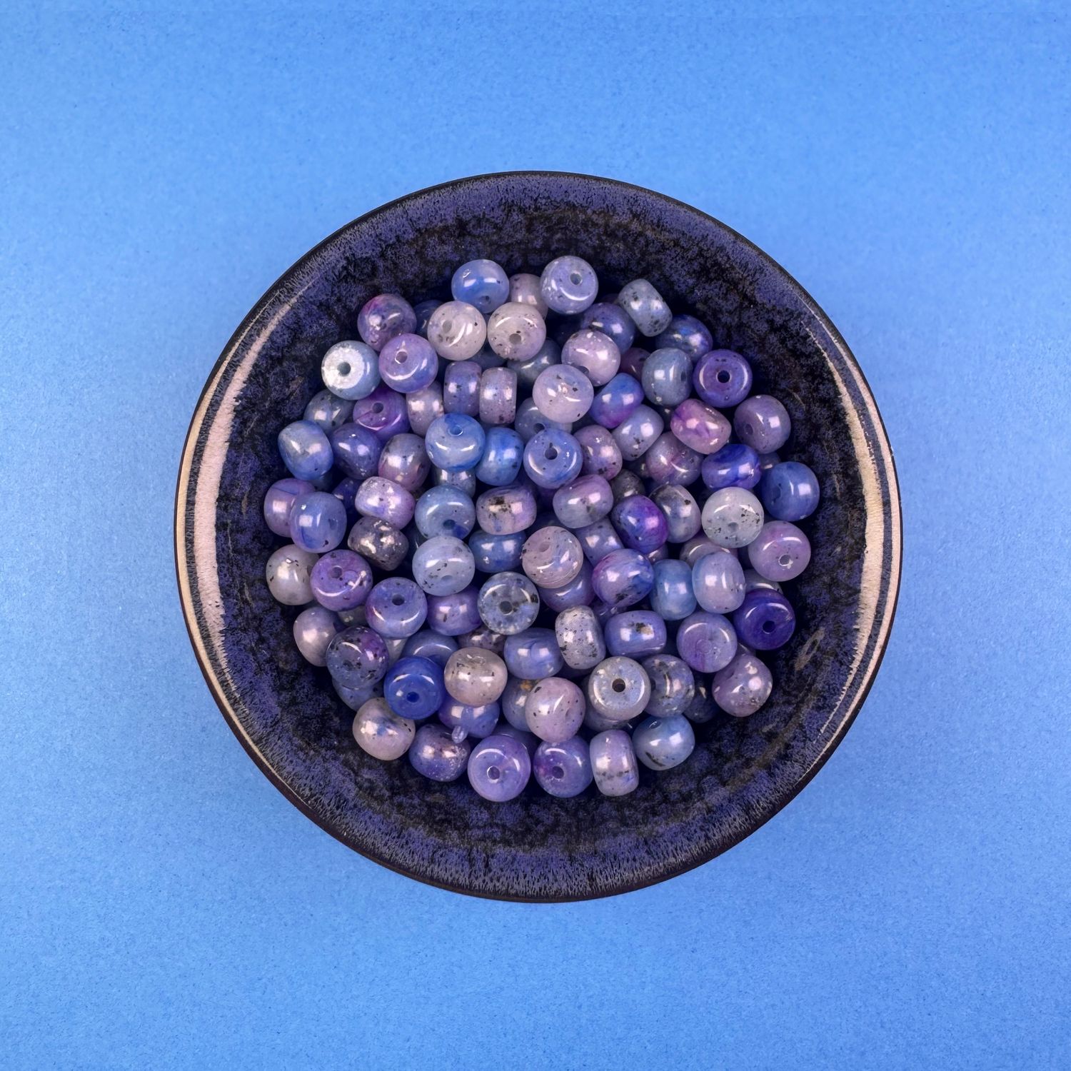 Acrílico STONE Barril 8 x 5 mm Azules y Lilas