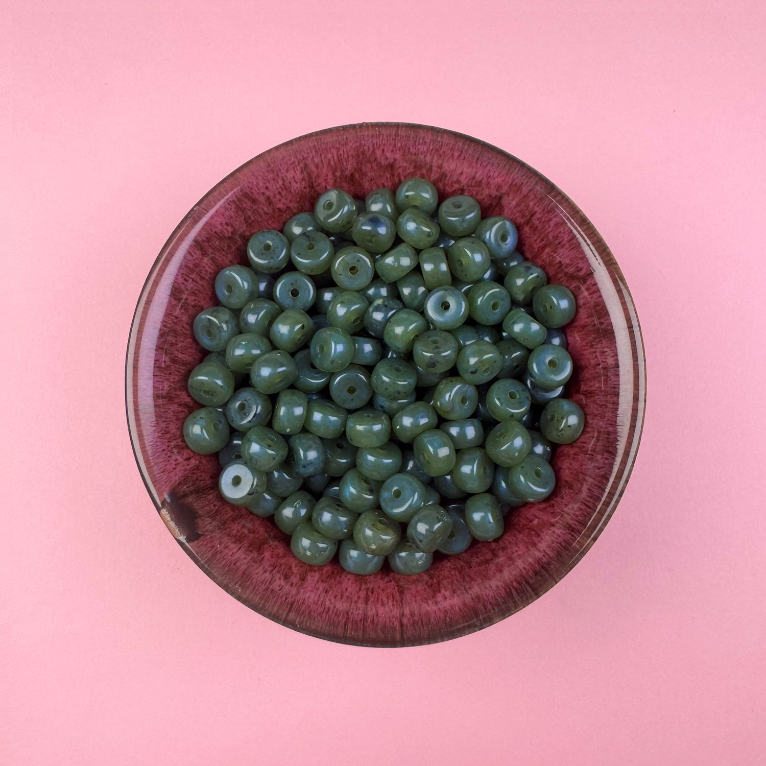 Acrílico STONE Barril 8 x 5 mm Verde Inglés Tornasolado