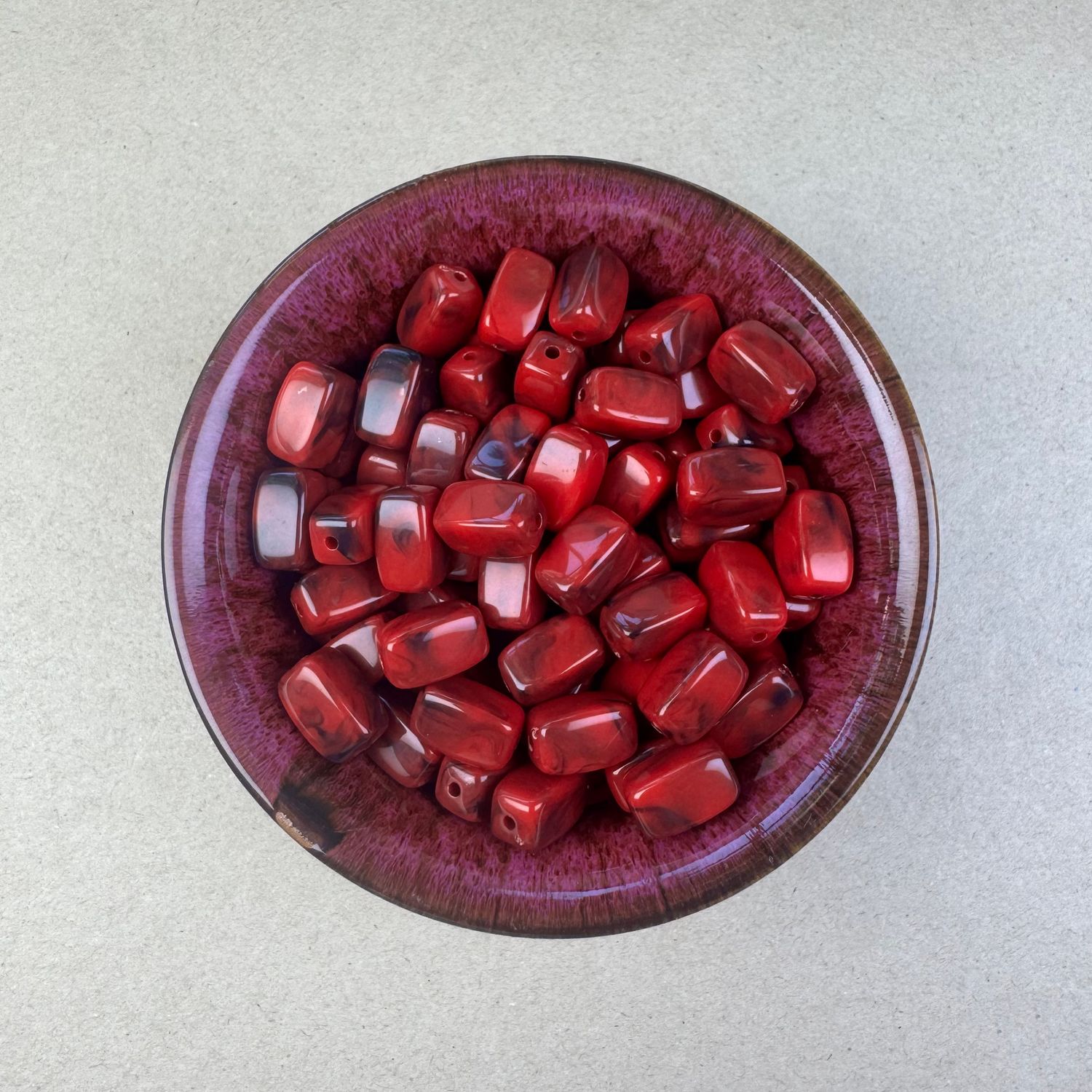 Acrílico STONE Rectangular 13 x 7.5 x 7.5 mm Rojo Marmolado