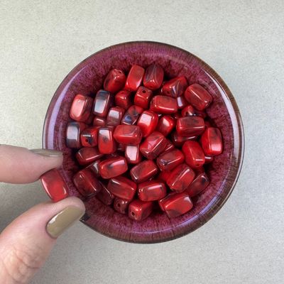 Acrílico STONE Rectangular 13 x 7.5 x 7.5 mm Rojo Marmolado