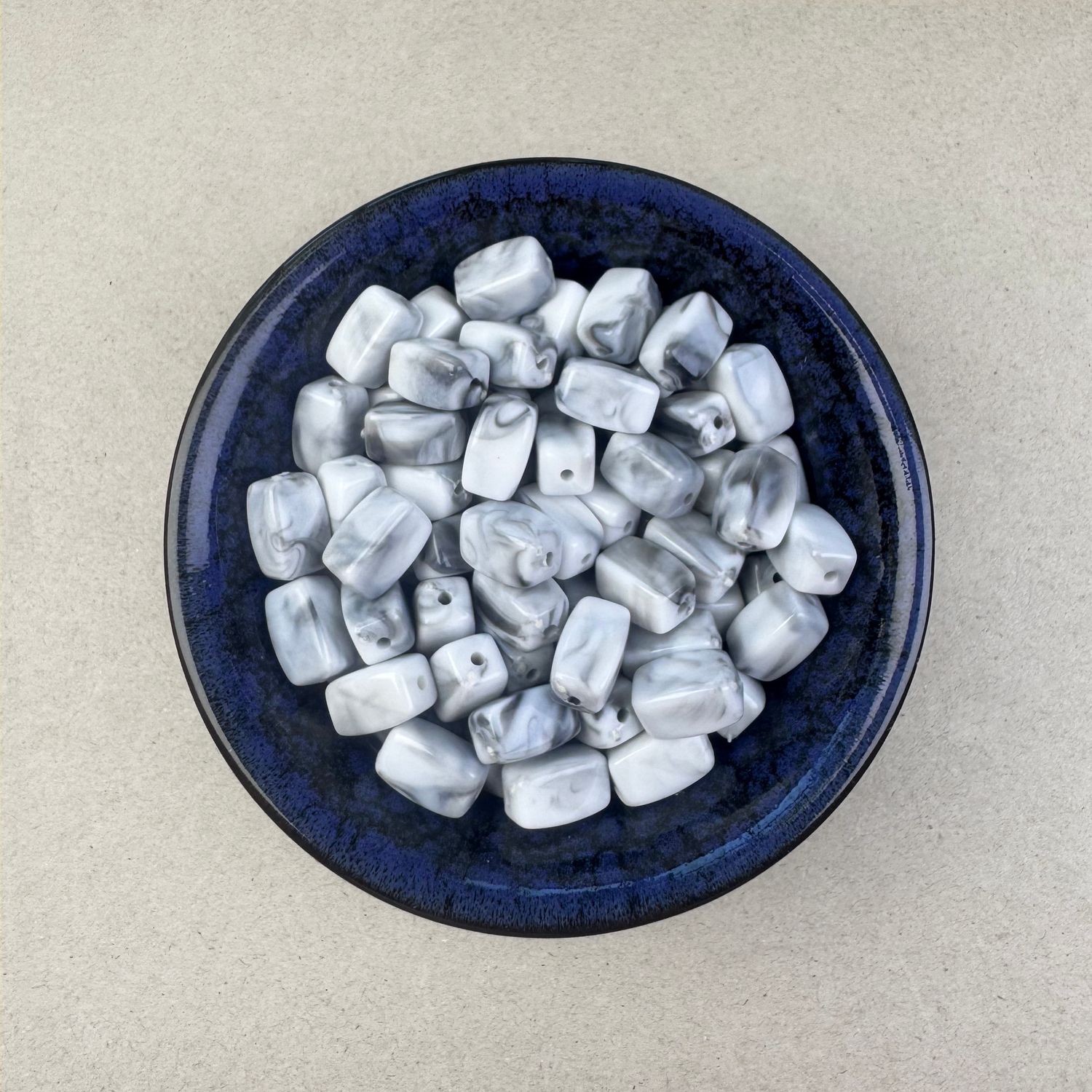 Acrílico STONE Rectangular 13 x 7.5 x 7.5 mm Blanco Marmolado