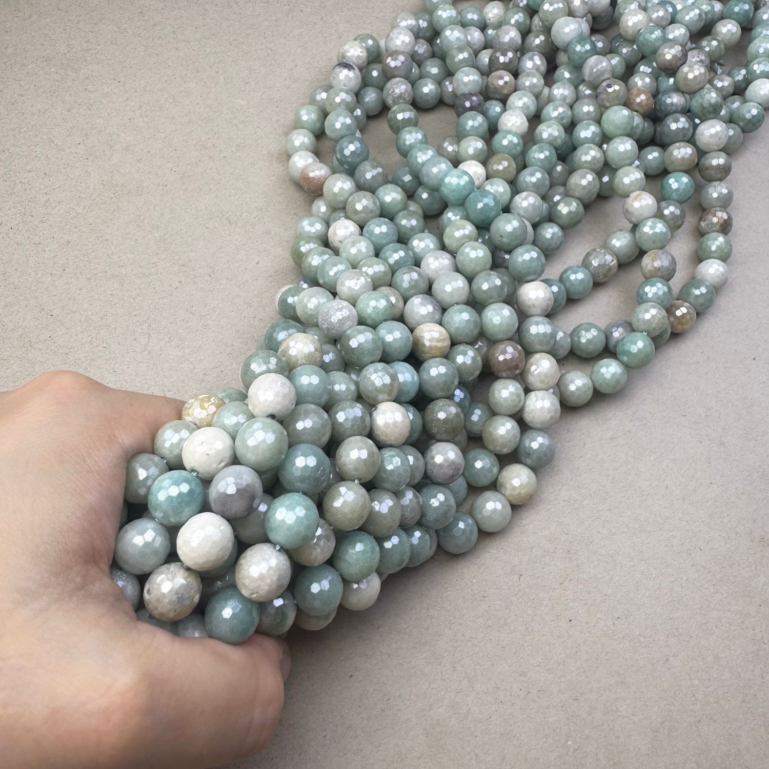 Piedra Natural Amazonita Redonda Facetada Lustre 10 mm