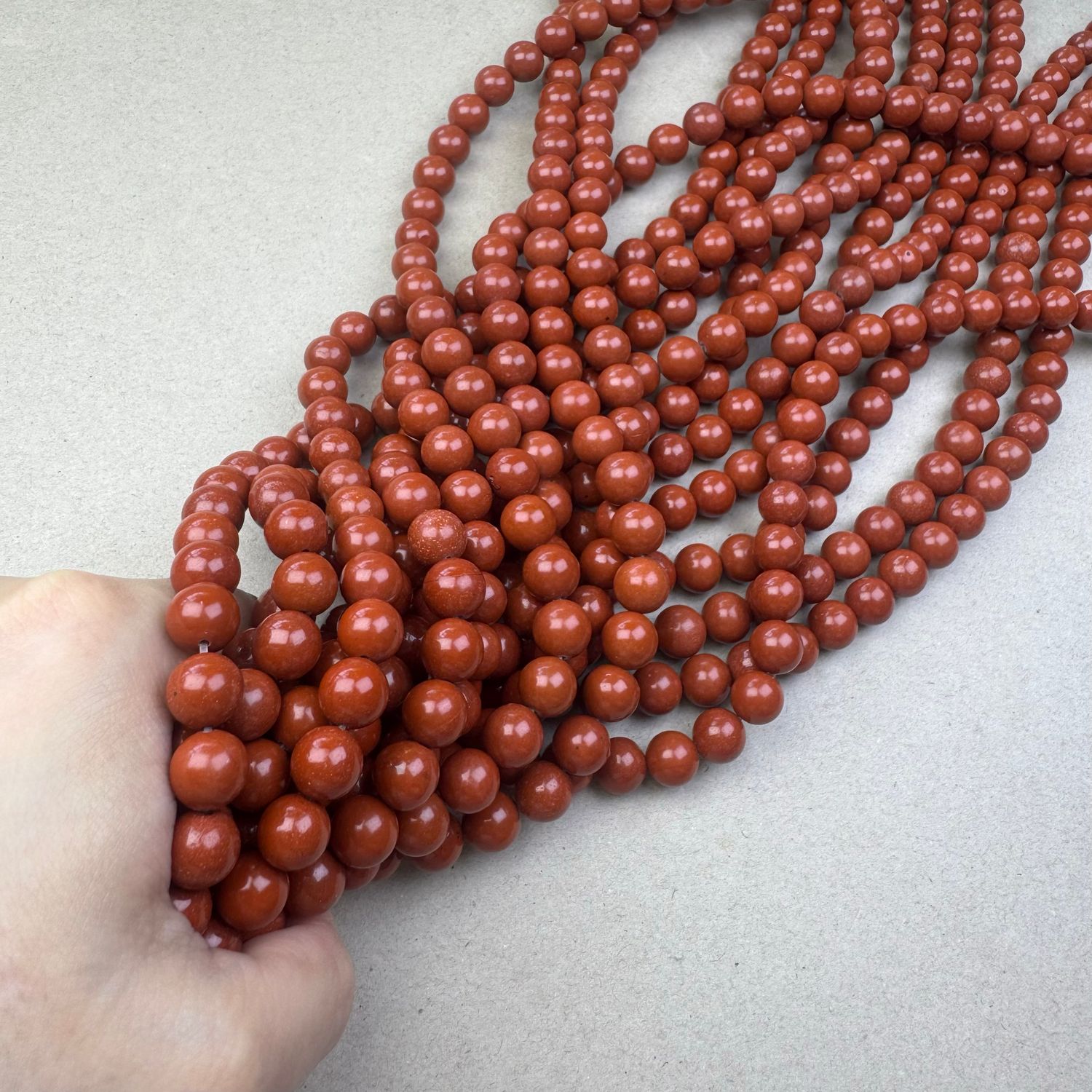 Piedra Natural Jaspe Rojo Redondo 10 mm