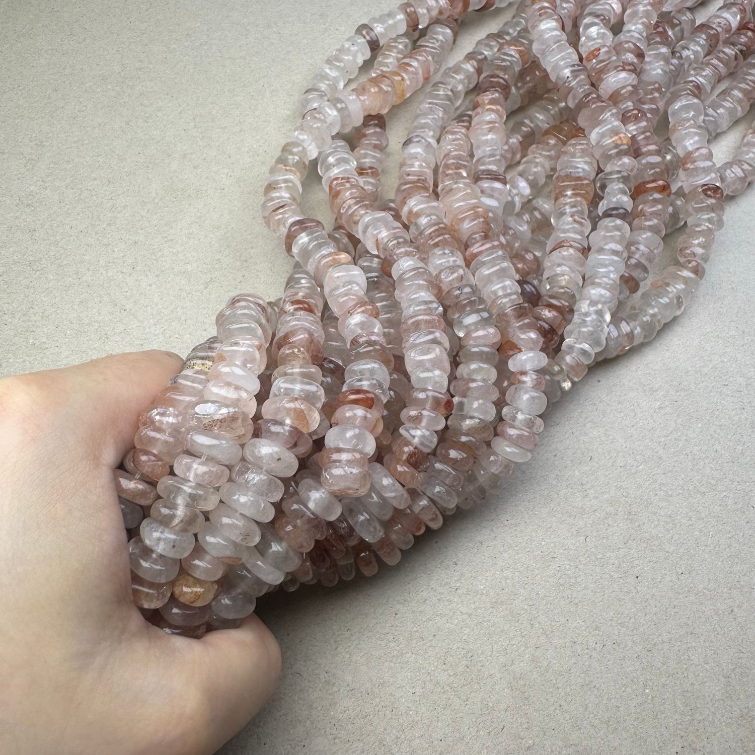 Piedra Natural Cuarzo Hematoide Nuggets Cubos Chatos 9-13 x 8-12 x 3-6 mm