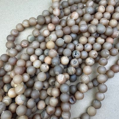 Piedra Natural Agata Druzy Redonda Esmerilada 12 mm Arena