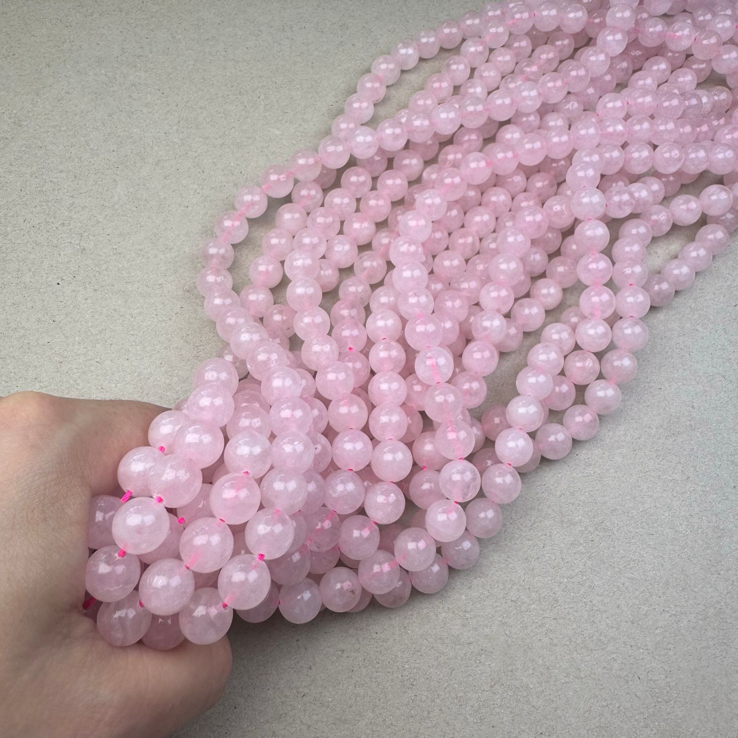 Piedra Natural Cuarzo Rosa Redondo 10 mm