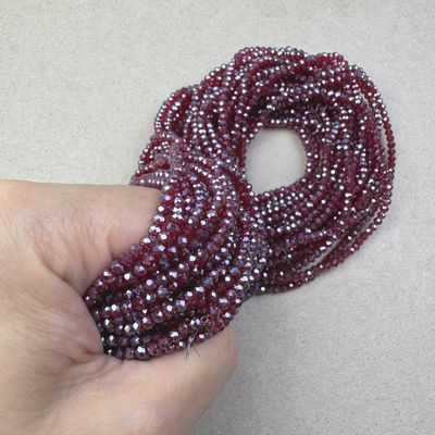 Cristal Dona Facetada Transparente Lustre 3 x 2.5 mm Rojo Cereza