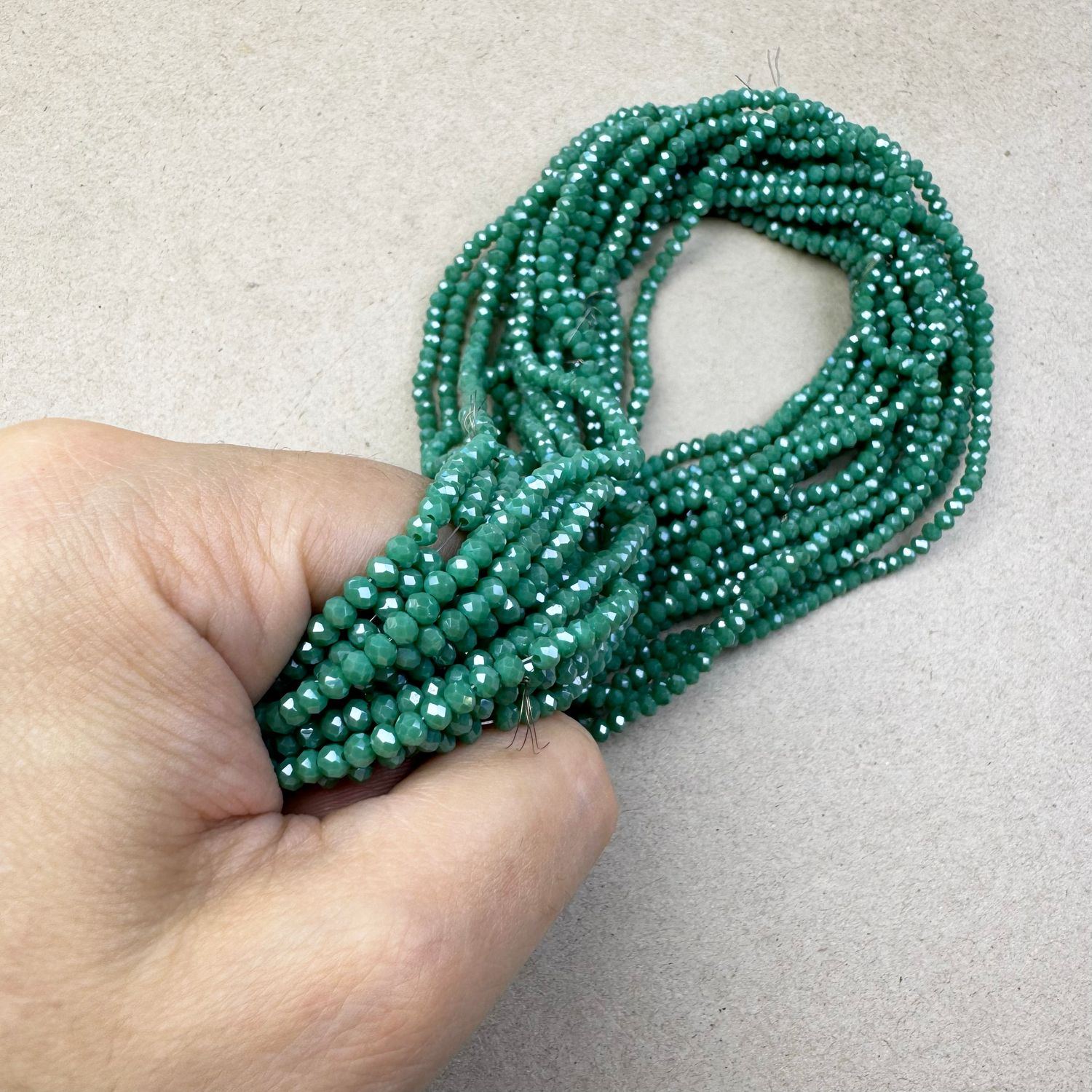 Cristal Dona Facetada Opaca Lustre 3 x 2.5 mm Aqua Verde