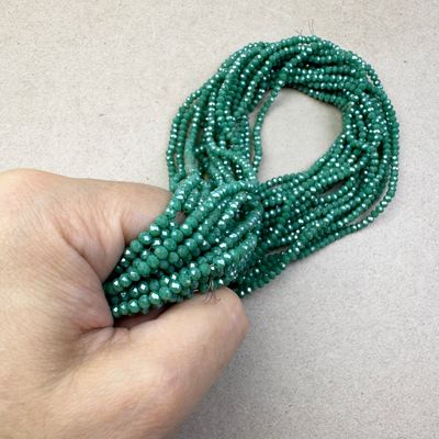Cristal Dona Facetada Opaca Lustre 3 x 2.5 mm Aqua Verde
