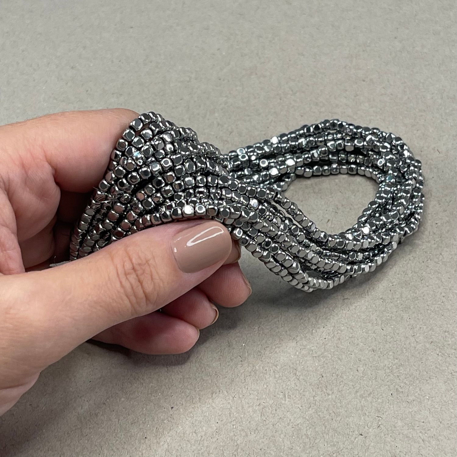 Piedra Sintética Hematite Cubo Metalizado 3 x 3 x 3 mm Plateado