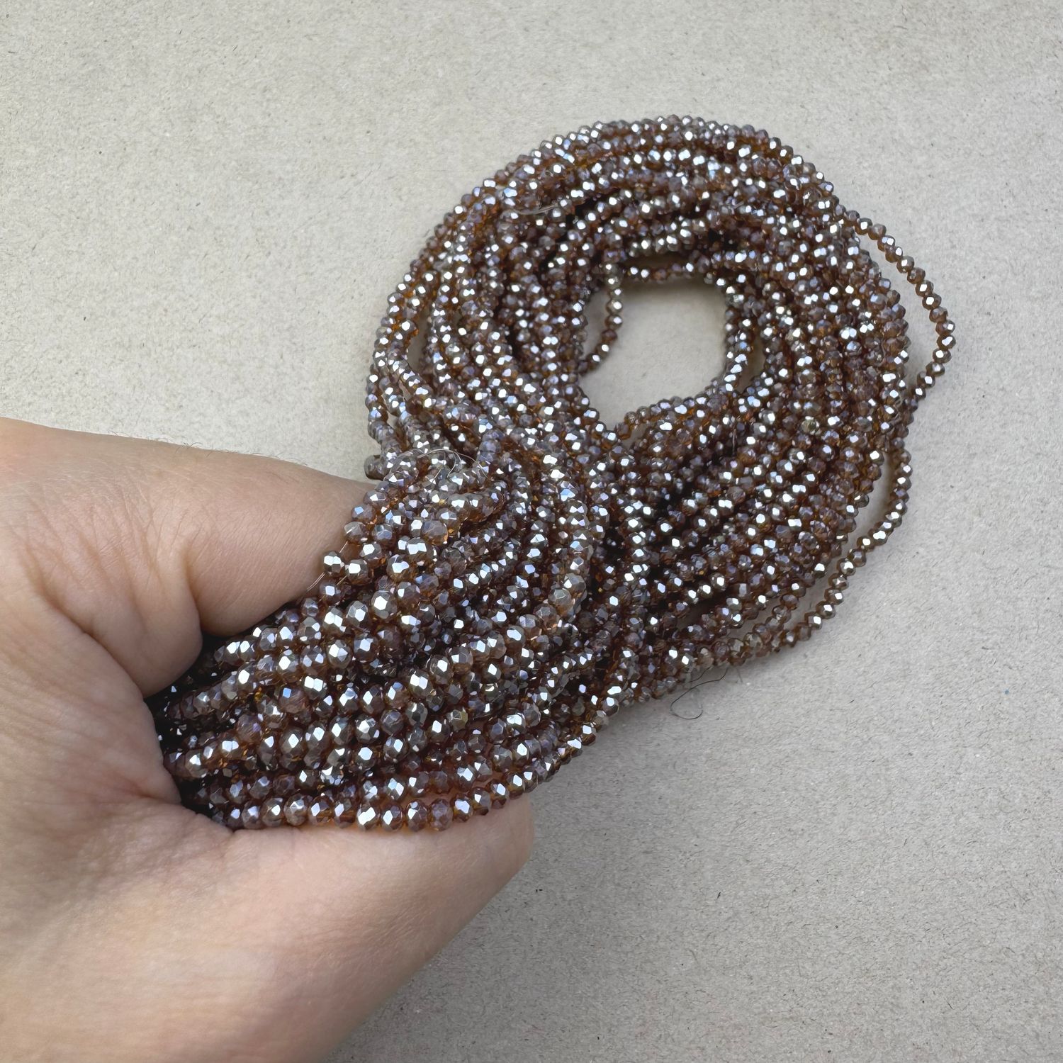 Cristal Dona Facetada Transparente Lustre 3 x 2.5 mm Marrón