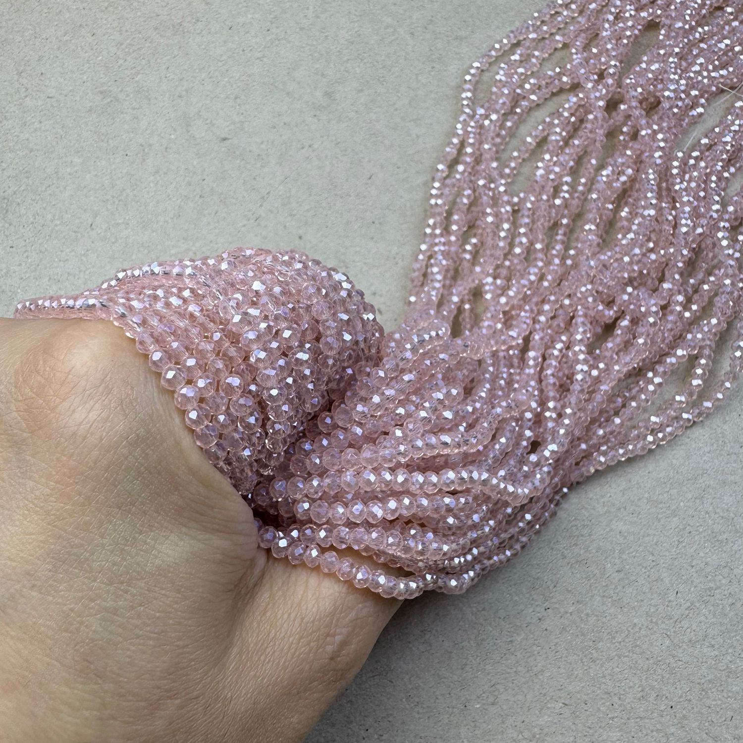 Cristal Dona Facetada Transparente Lustre 3 x 2.5 mm Rosa