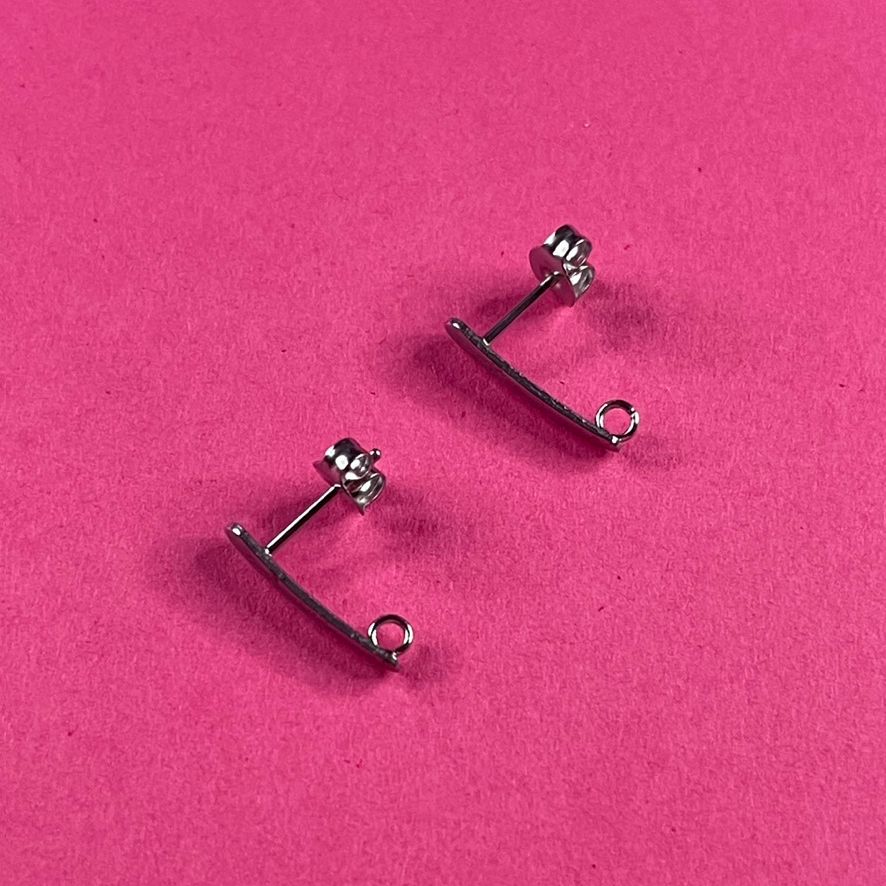 Caravana Perno Lagrima Larga y Tapa de Acero Quirúrgico 15 x 3 mm