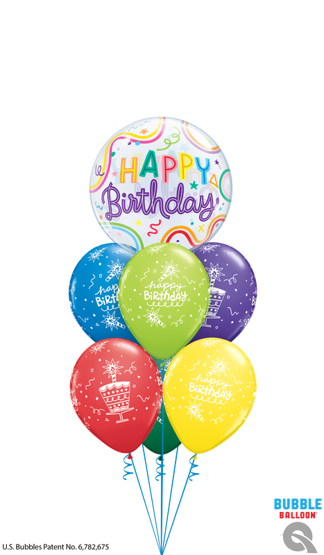 Deco Bubble Birthday Bouquet Confetti and Cupcakes