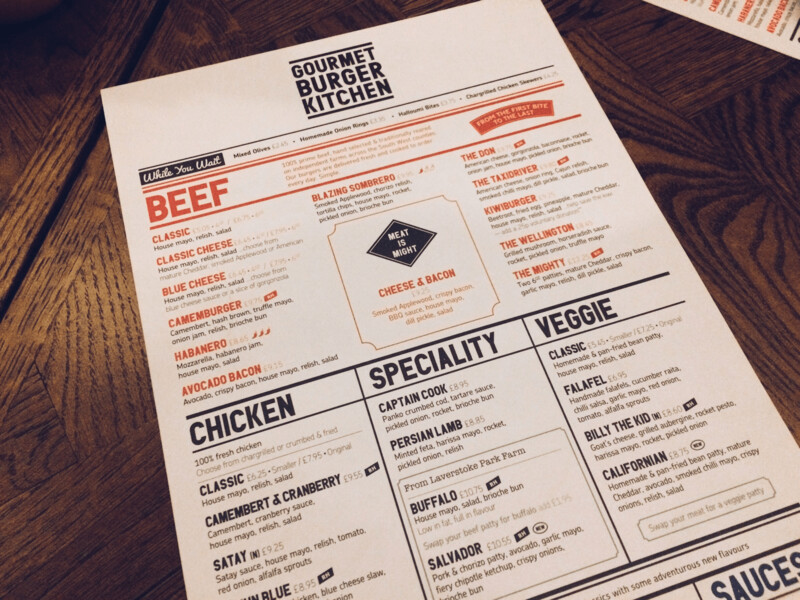 A3 Disposable menus