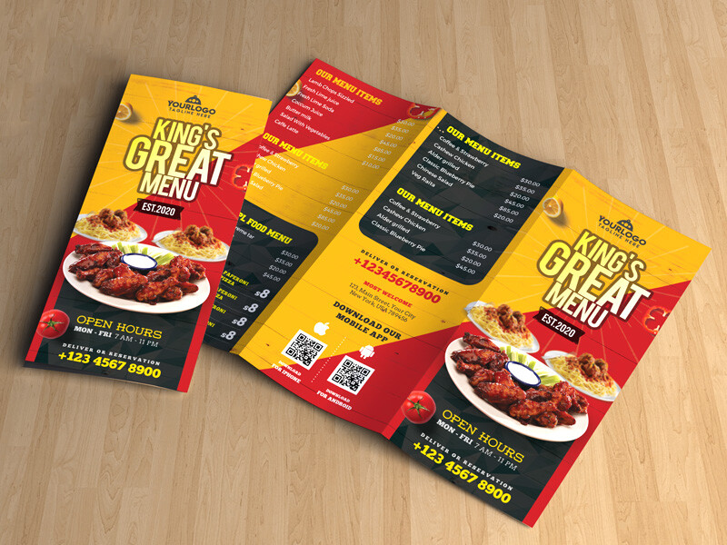 A4 Folded Menus