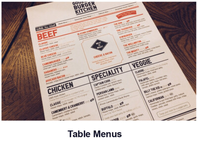 Table menus