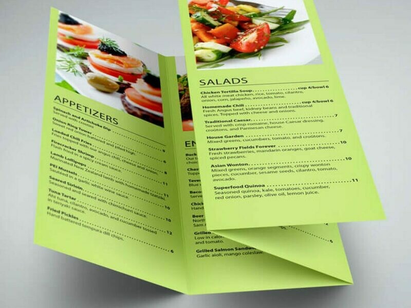 Extended A4 Folded Menus