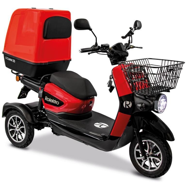Rolektro E-CARRIER 25 km/h, Bleigel-Akku oder LITHIUM, Rot, mit Koffer