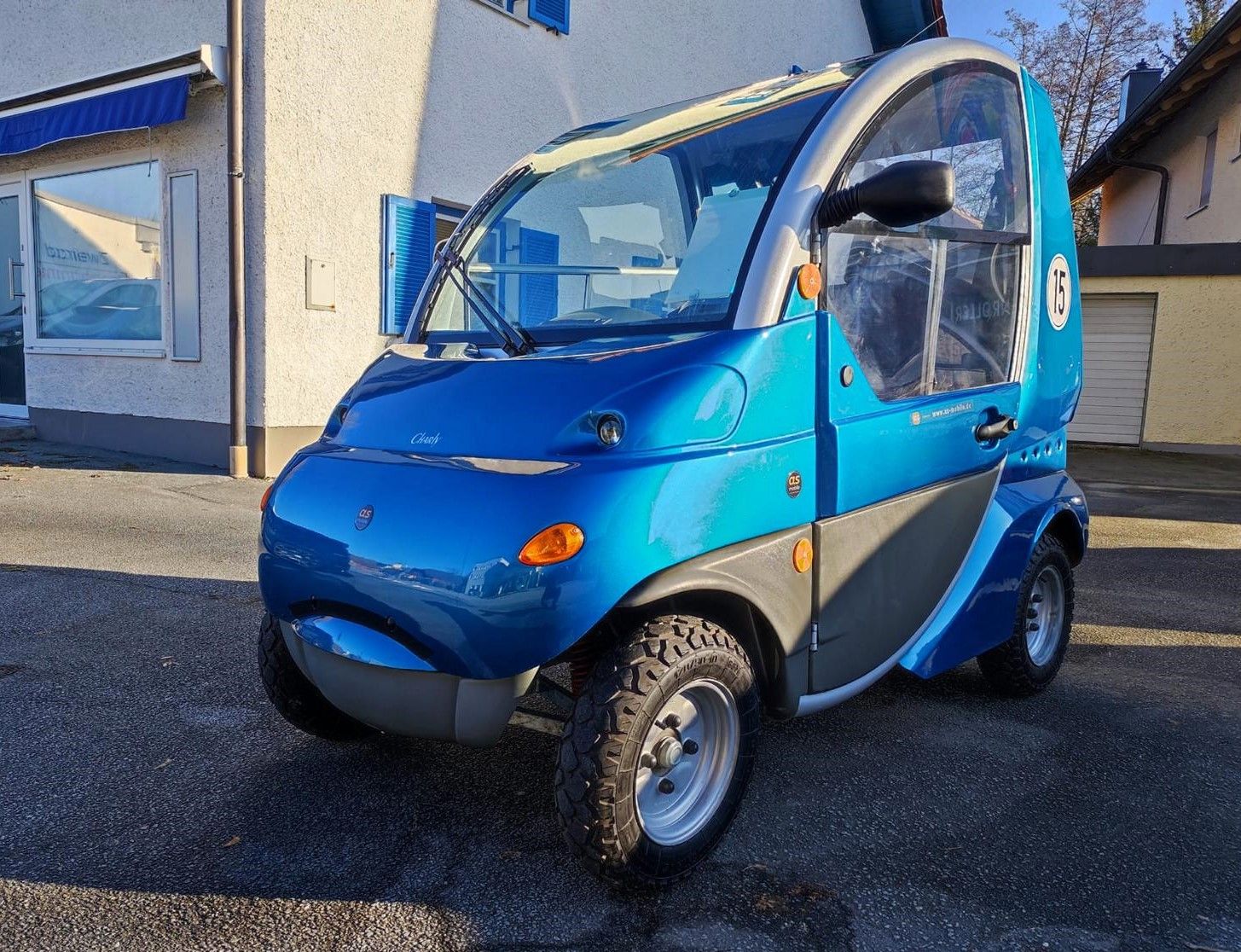 Kabinenroller CHARLY gebraucht 15 km/h - blau - Elektromobil, Krankenfahrstuhl, Seniorenmobil - ohne Führerschein fahren erlaubt