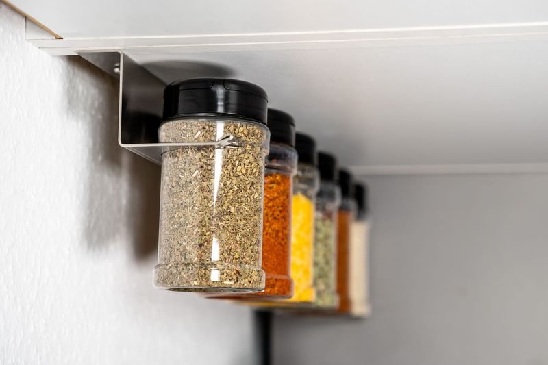 Regal (Anbauregal Schrank) 7-Fach Edelstahl - für Gewürze im Plastikstreuer 60 cm
