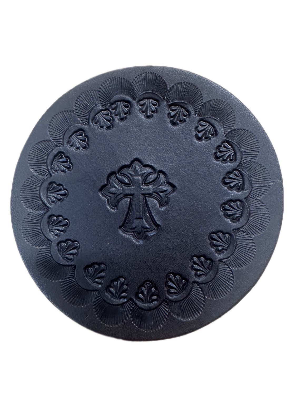 Wyoming Saddle Company Leather Coaster With Cross Tooling