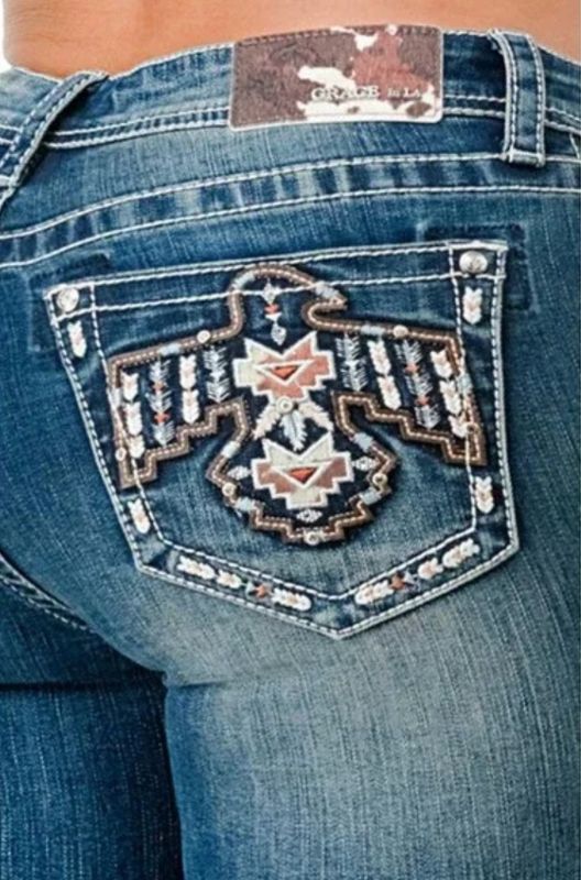 Grace in LA Women's Aztec Eagle Embroidered Stonewashed Bootcut Stretch JeansGrace in LA Women's Aztec Eagle Embroidered Stonewashed Bootcut Stretch Jeans EBS678 Grace in LA Women's Aztec Eagle Embroidered Stonewashed Bootcut Stretch JeansGrace in LA Women's Aztec Eagle Embroidered Stonewashed Bootcut Stretch Jeans EBS678