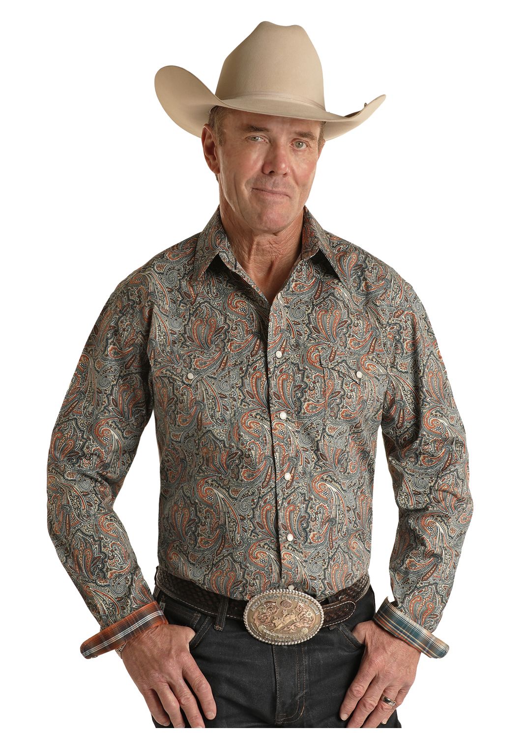 Rock & Roll Mens Long Sleeve Snap RMN2S02209, XS-5X: XS