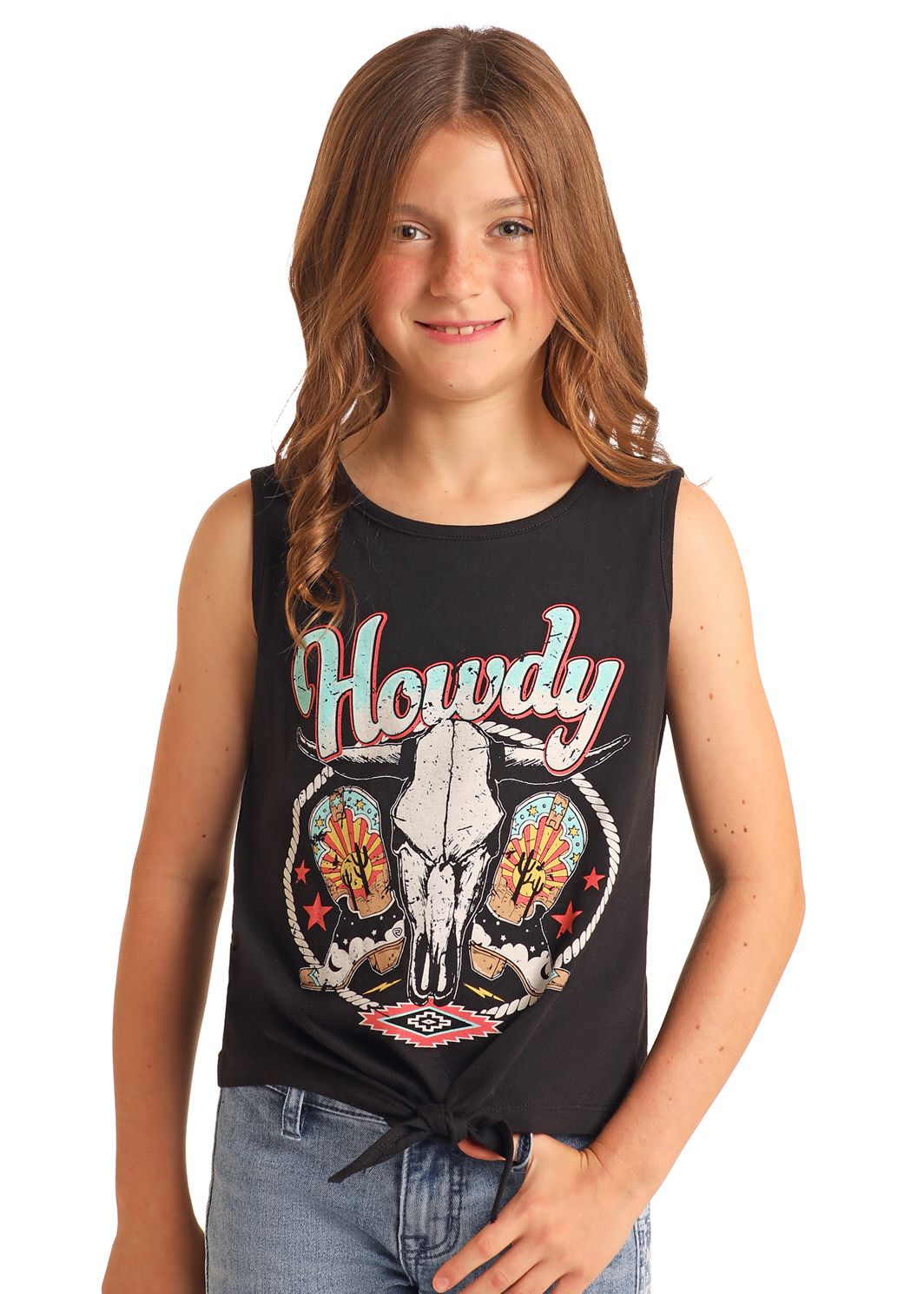 Rock & Roll Girls Graphic Tank With Tie BG20T06104, Kids Shirts: X Small