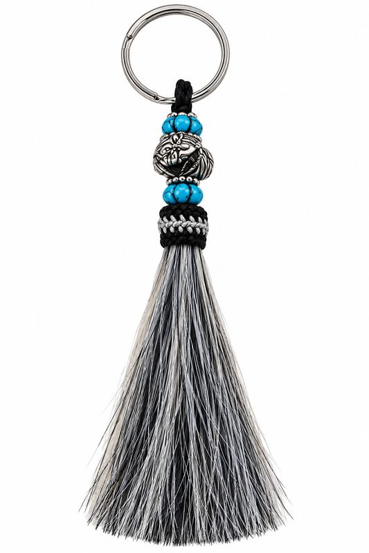 Austin Accent Horsehair Keychain w/Beads KC-01