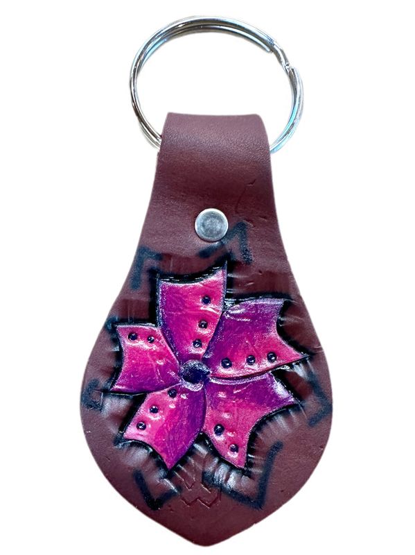 Wyoming Saddle Company Hand Painted  Flower Keychain