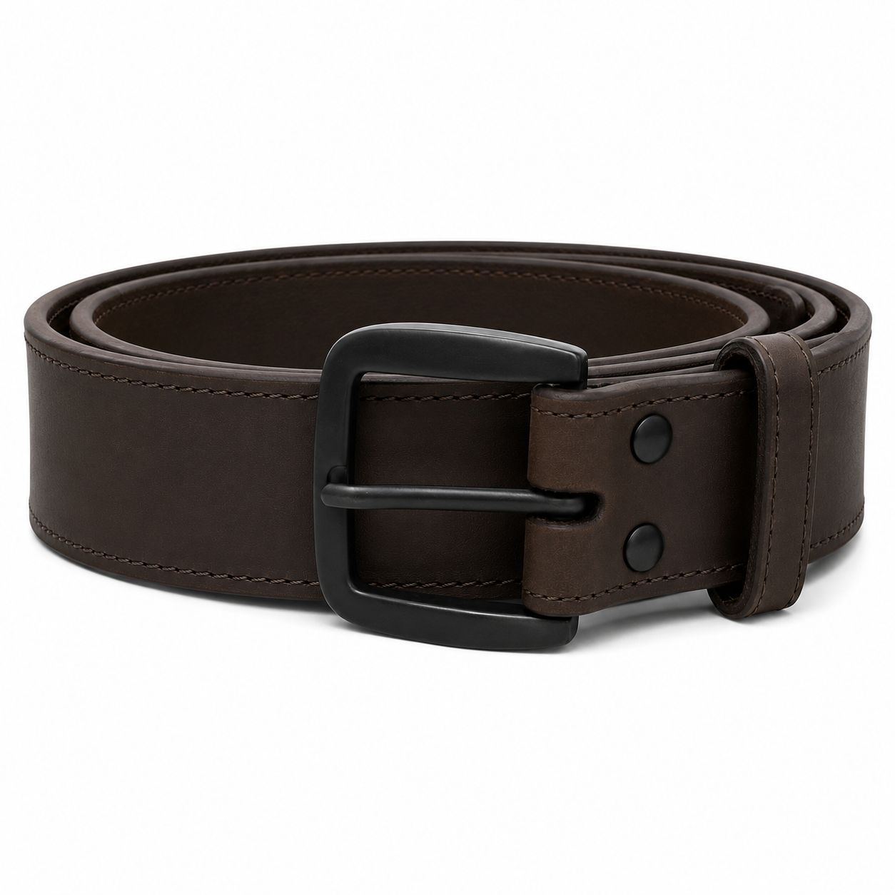 3D Dark Brown Leather Belt​ D100000202, Belts - Men: 30