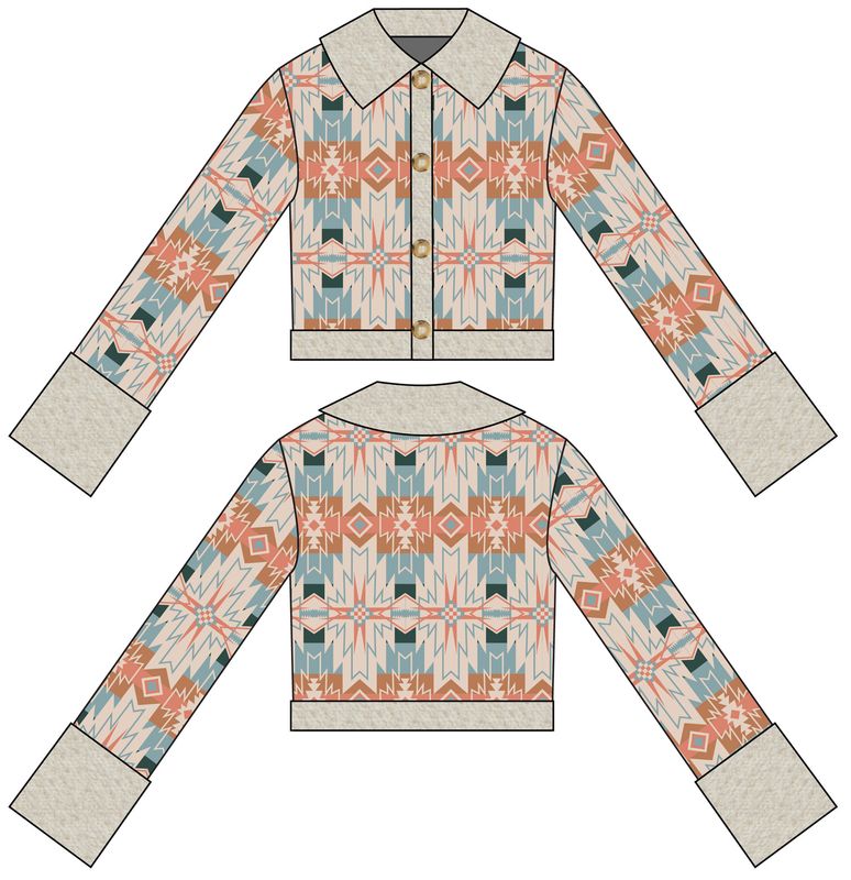 Rock & Roll Aztec Knit Jacket With Sherpa BW92C07017 Rock & Roll Aztec Knit Jacket With Sherpa BW92C07017