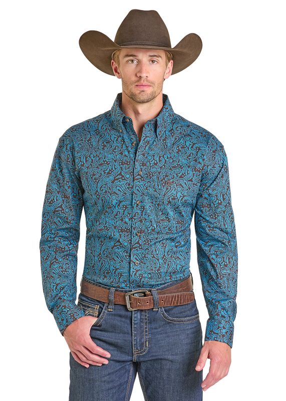 Rock & Roll Paisley Print Long Sleeve Button BMB2S07142