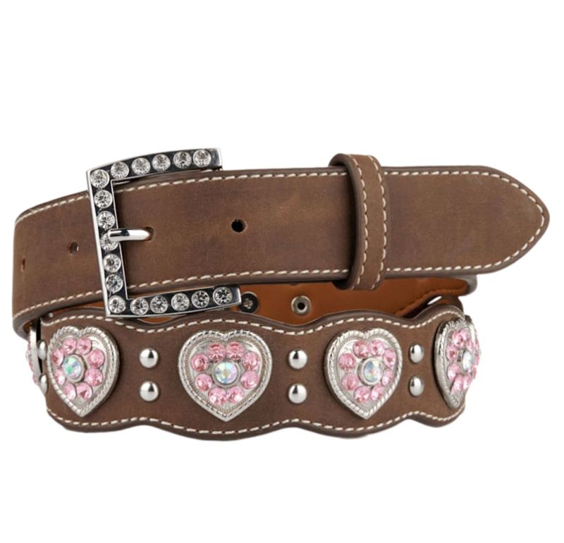 Nocona Girls Brown And Pink Crystal Belt N4427044